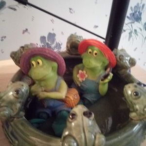 Mr. And Mrs. Frog sitting in a bowl